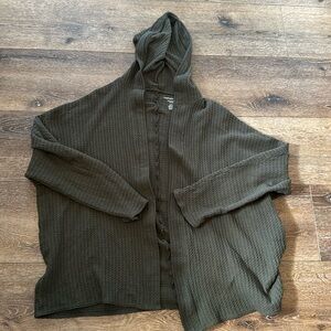 American Eagle green hooded soft‎ cardigan large